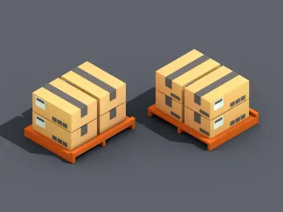Low Poly Warehouse Logistics Isometric Low-poly 3D model