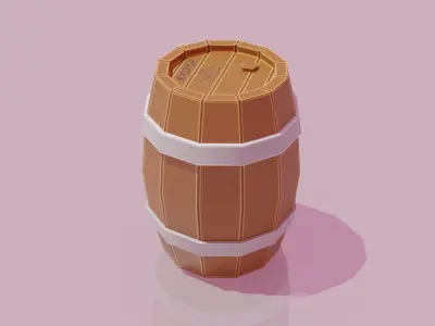 Wine Barrel Free low-poly 3D model