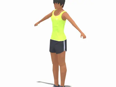 Low Poly Woman Exercise RIG Low-poly 3D model