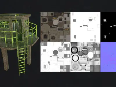 3D Low Poly - PBR Small Watch Tower 3D model model Low-poly 3D model