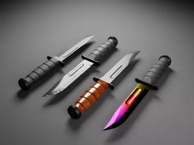 Combat Knife KA-BAR Collection Low-poly 3D model