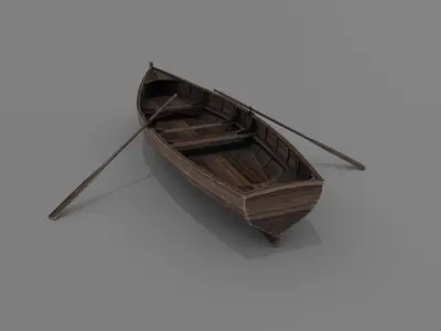 Wooden boat Low-poly 3D model Low-poly 3D model