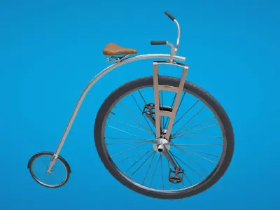 Velocipede bicycle with wooden handle Low-poly 3D model