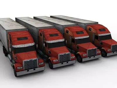 Truck Trailer Low-poly 3D model Low-poly