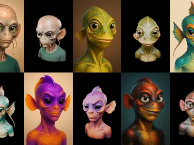 Head Fish bundle 9 pack 100 glb 3D model