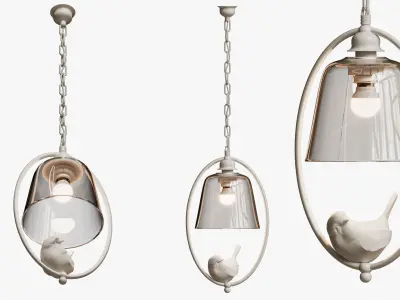 SUSPENDED LIGHT PROVENCE BIRD OVAL PENDANT 3D model