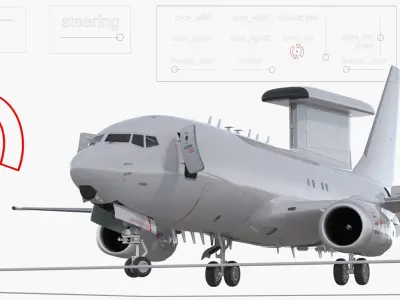 Boeing 737 AEWC Rigged 3D Model
