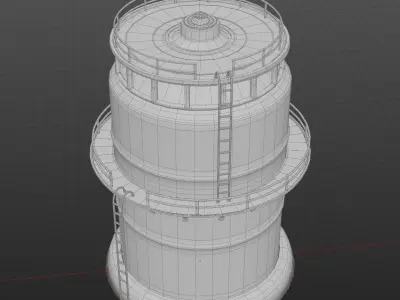 Large Cylindrical Metal silo 3D model