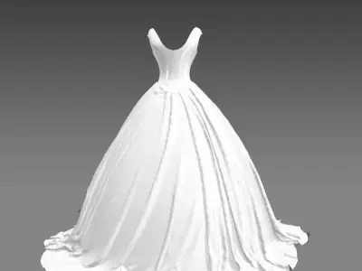 dior cup dress ball gown Low-poly 3D model