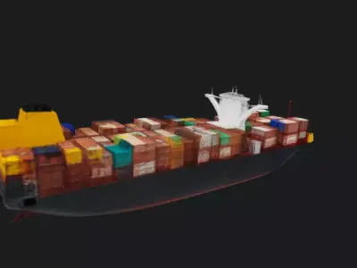 Cargo Container Ship 3D Model 3D model