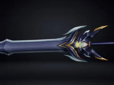 Futuristic Sword Low-poly 3D model 5