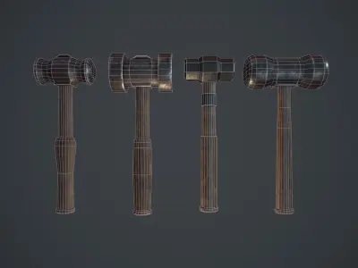 Set of blacksmith hammers Free low-poly 3D model