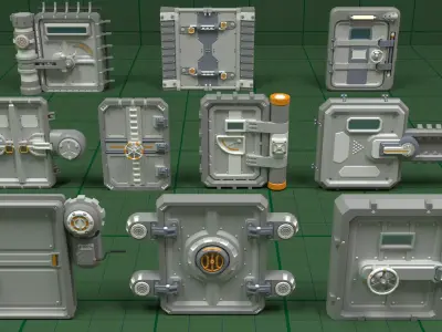 Industrial Doors - 10 pieces 3D model