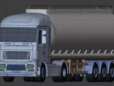 Generic Fuel Tanker Truck -- Semi Trailer -- Tank 3D model