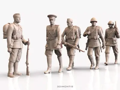 WW2 Czechoslovak Soldiers 3D Models Pack  Infantry STL  3D print model