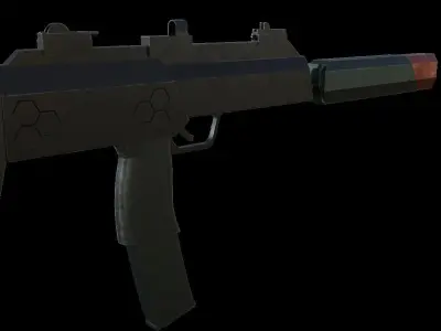 Sci-fi gun Low-poly 3D model 10