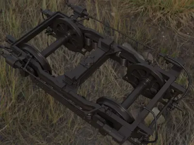 Rigged low poly train bogie Low-poly 3D model