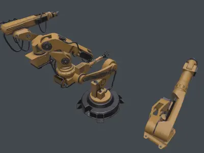 3D 4 Industrial Robots Set model Low-poly 3D model