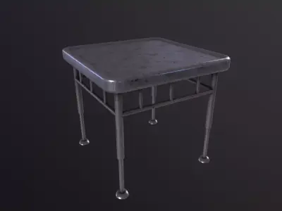 Small Industrial Steel Table 3D Model Low-poly 3D model