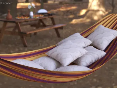Hanging Hammock with Soft Pillows Multicolor 3D model