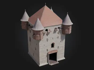 Medieval Stone Tower  A Sturdy Fortress of the Past 3D model