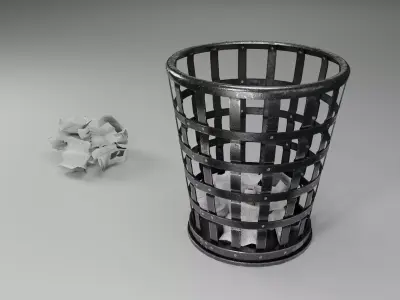 Antique trash can Low-poly 3D model