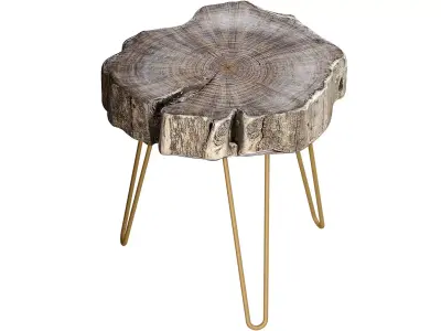 Wooden coffee side table made of Slab wood in Rustic  Art Deco  3D model