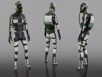 Offworld Exploration Spacesuit Low-poly 3D model