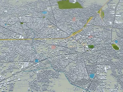 Guntur Andhra Pradesh 20km Low-poly 3D model