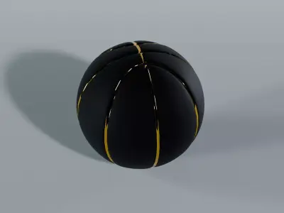 Minimalist Black Basketball with Gold Inlay Low-poly 3D model