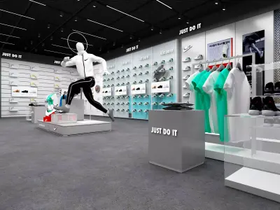 Shoe store interior Low-poly 3D model