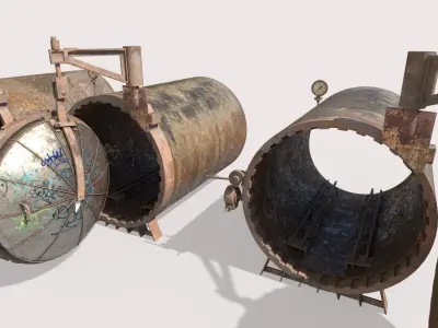 Old Industrial Treatment Machine 3D model