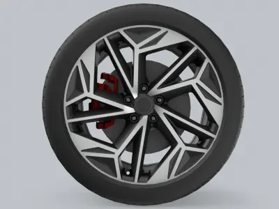 Car Wheel Game Ready Low-poly 3D model