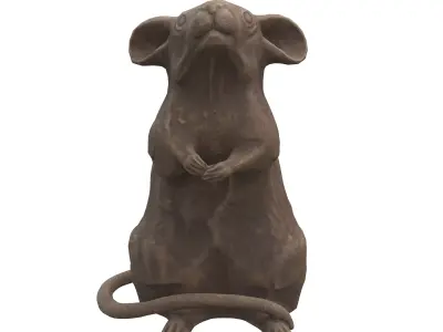 Rat wood statue Low-poly 3D model