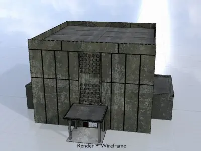 Old military barrack version 1 ruin 7 Low-poly 3D model