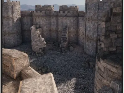 Ultimate Medieval Castle  Walls And Towers  40 Assets Low-poly 3D model