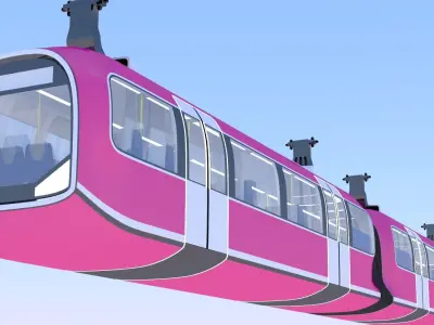 Elevated train and city bus 3D Model Pack