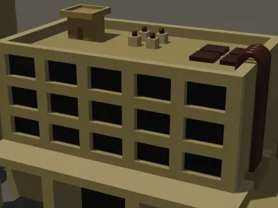 Industrial Campus with a Truck Low Poly 3D Model  Low-poly 3D model