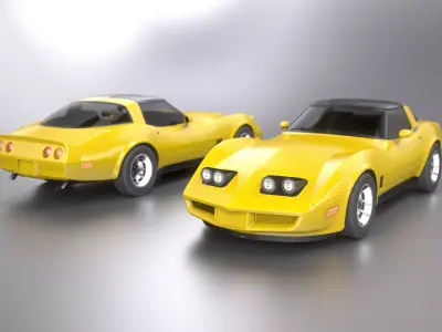 American Sportscar - 70s Classic Muscle - 4 LODs - Unity UE Low-poly 3D model
