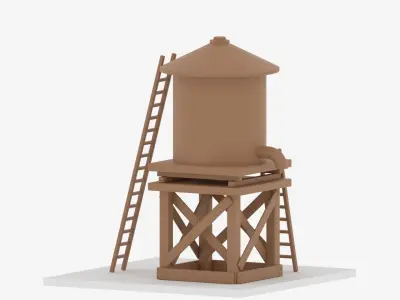 Farm Wooden Water Tower 3D model