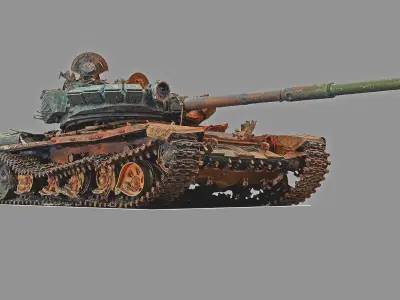 T-72 tank burned 3D model