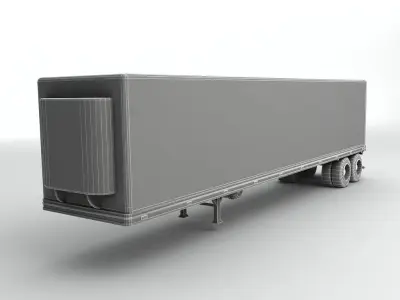 Refrigerated Box Trailer For Semi Truck Low-poly 3D model