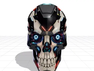 Futuristic Cyborg Skull Head R1 Low-poly 3D model