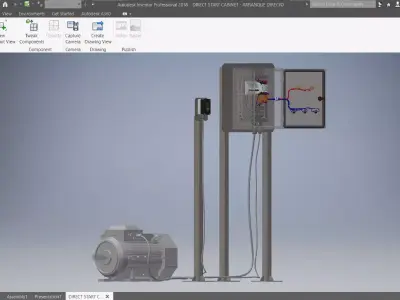 Three-phase motor control electrical panel 3D model