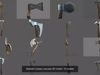 Stylized Cutlass Low-poly 3D model 3D Model Pack