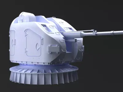 AK-176 naval gun turret 3D model