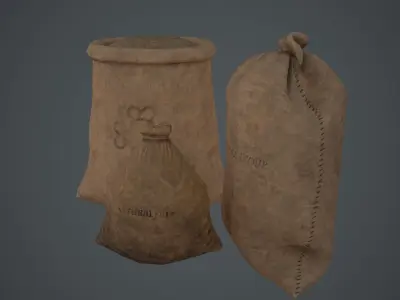 SACKS OLD Game Ready Lowpoly Low-poly 3D model