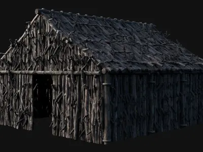 PRIMITIVE STICK HUTS SHELTER COTTAGE HOUSE PRIMAL COLLECTION AAA Low-poly 3D model