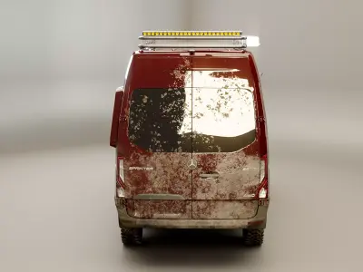 Mercedes Sprinter 4x4 Overlan Camper Dirt and Mud Low-poly 3D model