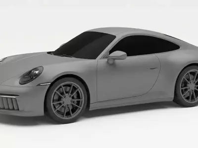 Modern Sports Coupe in Matte Grey Low-poly 3D model